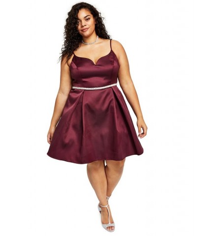 Trendy Plus Size V-Neck A-Line Dress Dark Garnet $39.60 Dresses