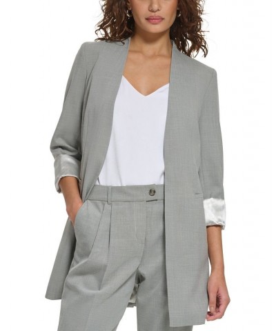 Petite Open-Front Rolled-Sleeve Blazer Heather Grey $48.05 Jackets