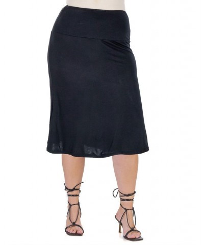 Plus Size A-line Elastic Waist Skirt Black $25.62 Skirts